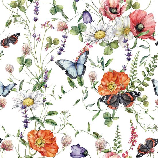 550x550-18123.jpg Unyqoos® Zelfklevend bloemenbehang met kleurrijke vlinders voor kinderkamer en woonkamer