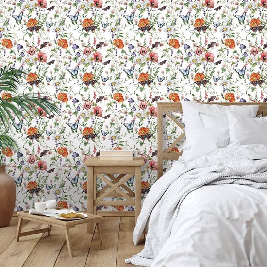 550x550-18126.jpg Unyqoos® Zelfklevend bloemenbehang met kleurrijke vlinders voor kinderkamer en woonkamer