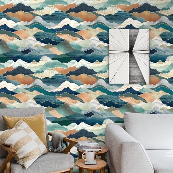 Unyqoos® Decoratieve zelfklevende vinyl behangrol met abstract golfpatroon