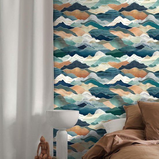 Unyqoos® Decoratieve zelfklevende vinyl behangrol met abstract golfpatroon