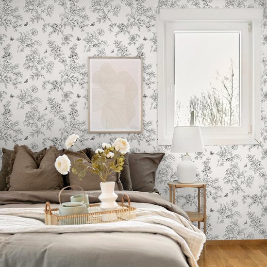 Unyqoos® Decoratieve zelfklevende bloemenbehangfolie voor meubels en muren 44 cm x 10 m