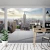 Unyqoos® Groot vliesfotobehang met New York balkon voor moderne woonkamer decoratie