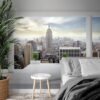 Unyqoos® Groot vliesfotobehang met New York balkon voor moderne woonkamer decoratie