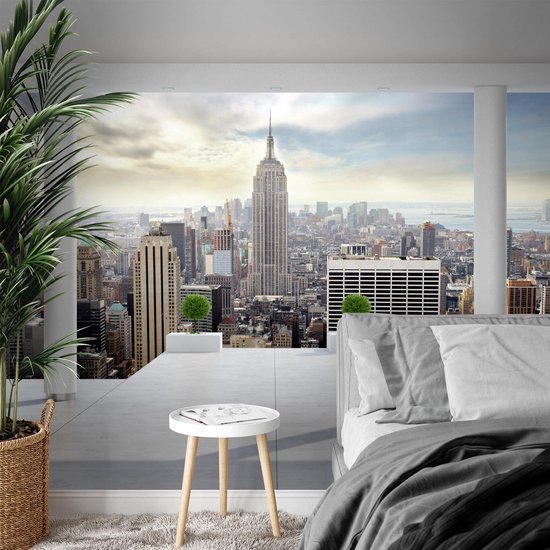 Unyqoos® Groot vliesfotobehang met New York balkon voor moderne woonkamer decoratie