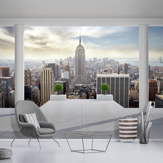 Unyqoos® Groot vliesfotobehang met New York balkon voor moderne woonkamer decoratie