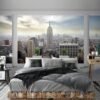 Unyqoos® Groot vliesfotobehang met New York balkon voor moderne woonkamer decoratie