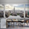 Unyqoos® Groot vliesfotobehang met New York balkon voor moderne woonkamer decoratie