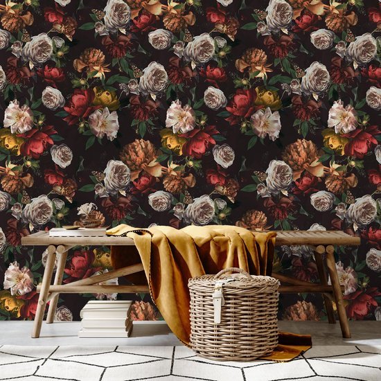 550x550-18206.jpg Unyqoos® Zelfklevend bloemenbehang met vintage bloemmotief voor elke kamer