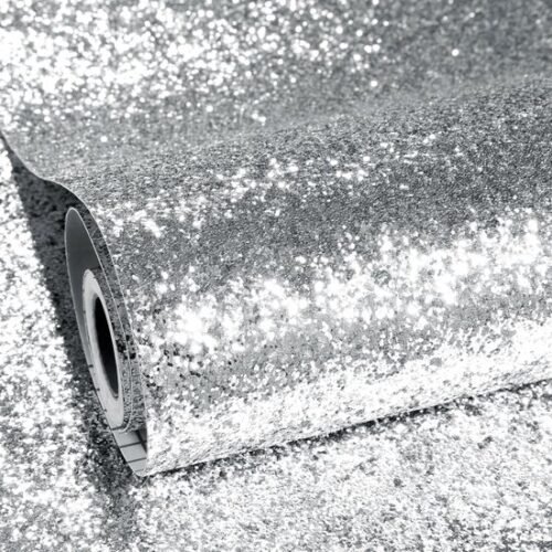 Unyqoos® Zelfklevende zilverkleurige glitterfolie voor veelzijdige interieurdecoratie