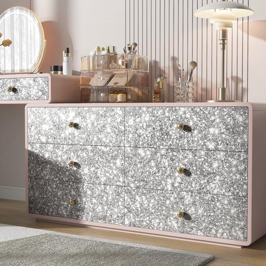 550x550-18225.jpg Unyqoos® Zelfklevende zilverkleurige glitterfolie voor veelzijdige interieurdecoratie