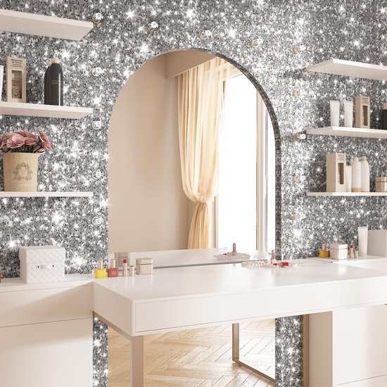 550x550-18229.jpg Unyqoos® Zelfklevende zilverkleurige glitterfolie voor veelzijdige interieurdecoratie