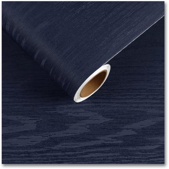 Unyqoos® Donkerblauw Zelfklevend Houtlook Behang voor Keuken en Woonkamer, 30 cm x 200 cm