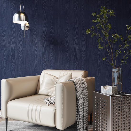 Unyqoos® Donkerblauw Zelfklevend Houtlook Behang voor Keuken en Woonkamer, 30 cm x 200 cm