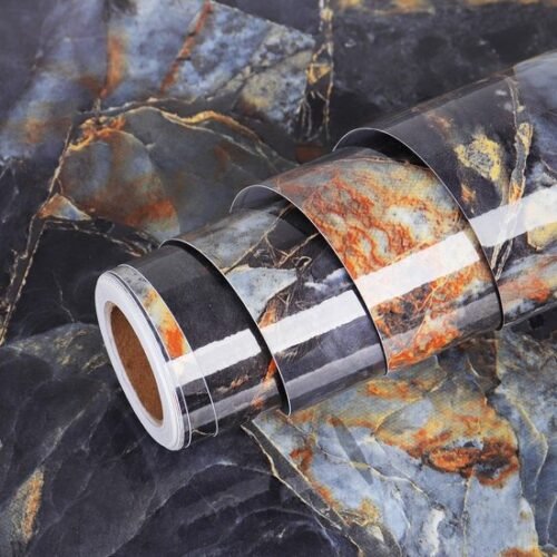 Unyqoos® Waterdichte marmerlook plakfolie zwart goud blauw voor keuken en meubels