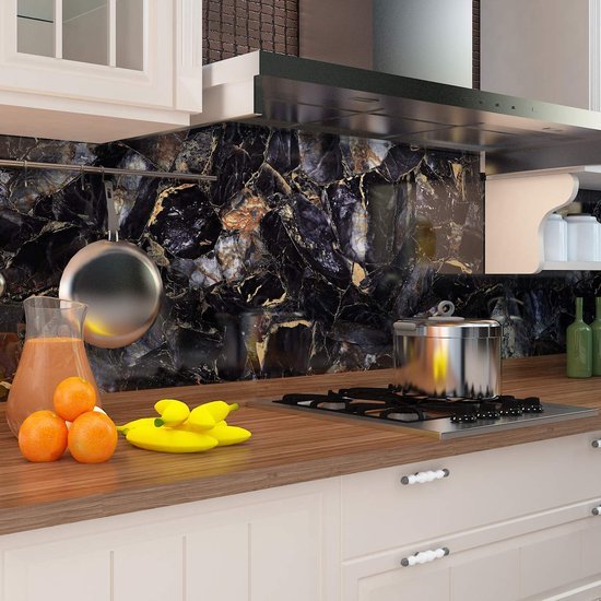 Unyqoos® Waterdichte marmerlook plakfolie zwart goud blauw voor keuken en meubels