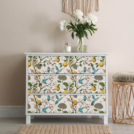 550x550-18335.jpg Unyqoos® Zelfklevend behang met bloemmotief en blauwe vogels voor elke kamer