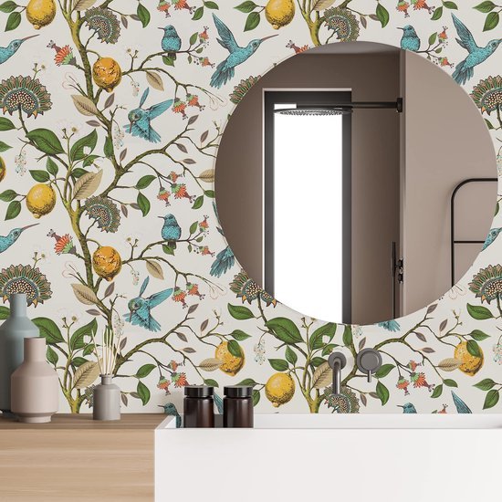 550x550-18338.jpg Unyqoos® Zelfklevend behang met bloemmotief en blauwe vogels voor elke kamer