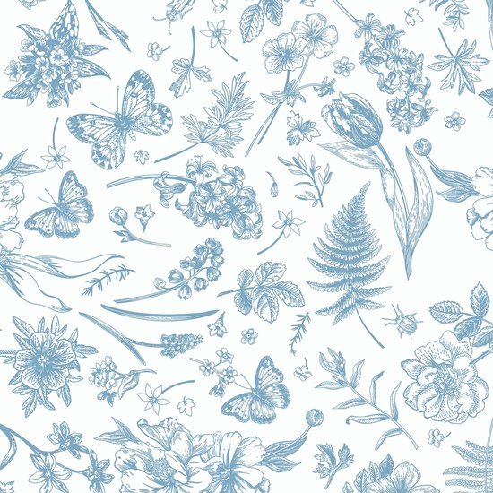 550x550-18339.jpg Unyqoos® Zelfklevend blauw-wit bloemenpatroon vinylbehang voor diverse oppervlakken