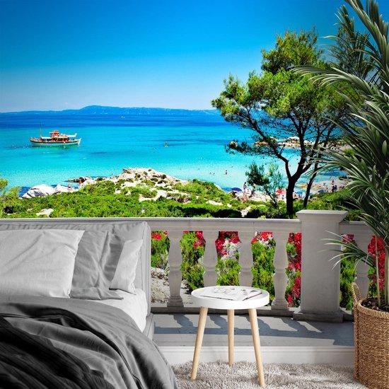 Unyqoos® Groot formaat fotobehang met Caribisch zeezicht voor woonkamer en slaapkamer