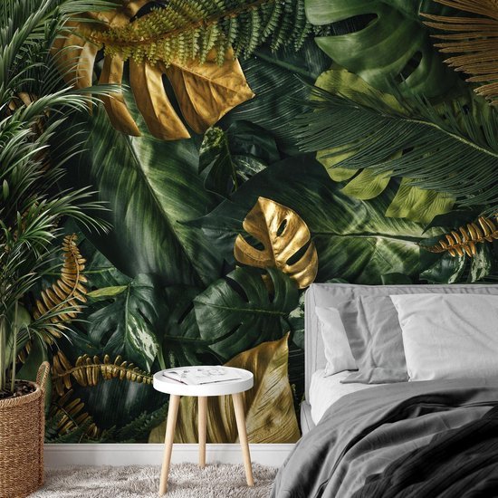 Unyqoos® Modern fotobehang met tropische Monstera bladeren voor woonkamer of slaapkamer
