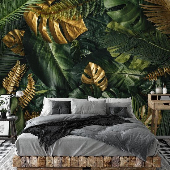 Unyqoos® Modern fotobehang met tropische Monstera bladeren voor woonkamer of slaapkamer