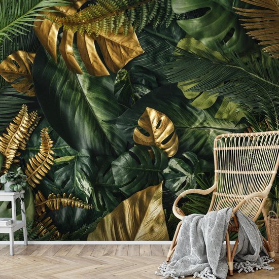 Unyqoos® Modern fotobehang met tropische Monstera bladeren voor woonkamer of slaapkamer