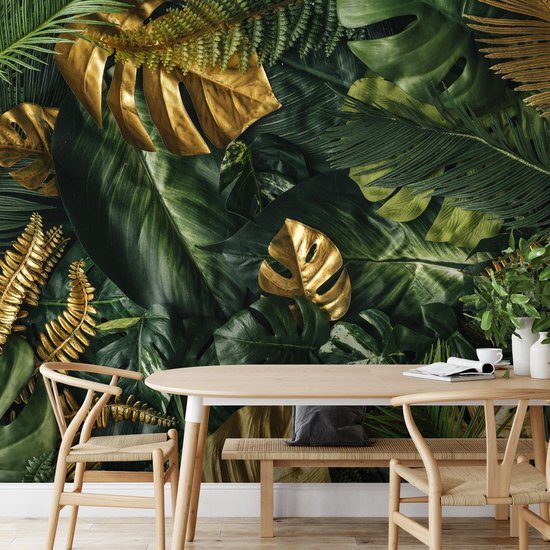 Unyqoos® Modern fotobehang met tropische Monstera bladeren voor woonkamer of slaapkamer