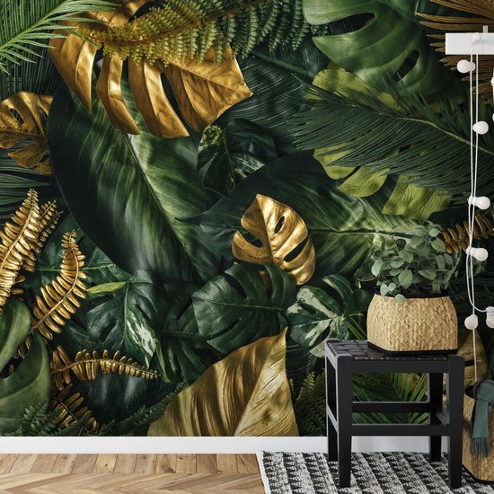 Unyqoos® Modern fotobehang met tropische Monstera bladeren voor woonkamer of slaapkamer