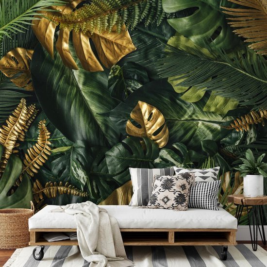 Unyqoos® Modern fotobehang met tropische Monstera bladeren voor woonkamer of slaapkamer