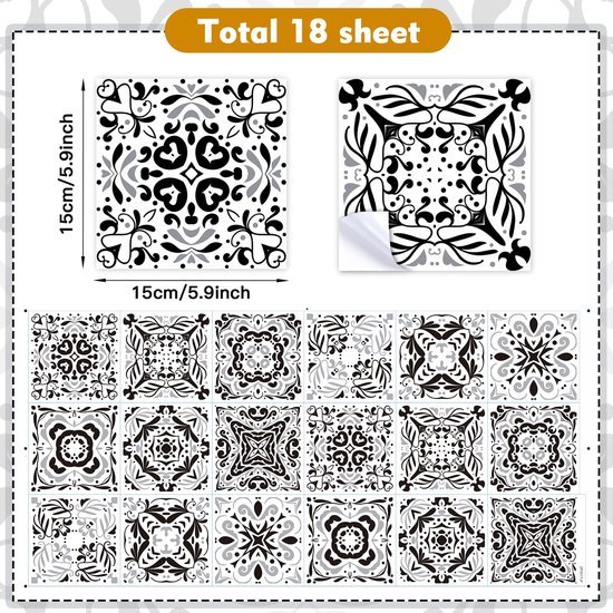 550x550-18447.jpg Unyqoos® Set van 18 decoratieve mozaïek tegelstickers voor keuken en badkamer