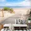 Unyqoos® Hoogwaardig vliesbehang met strand en zee motief voor een serene sfeer