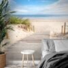 Unyqoos® Hoogwaardig vliesbehang met strand en zee motief voor een serene sfeer