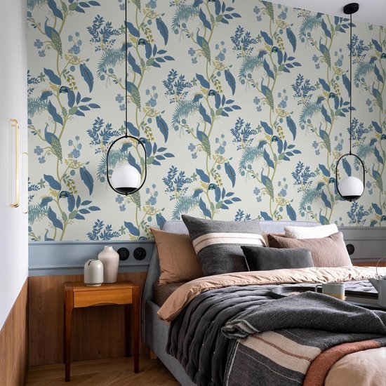 Unyqoos® Waterdicht zelfklevend behang met vogels en bloemen voor interieurdecoratie 41 cm x 3 m