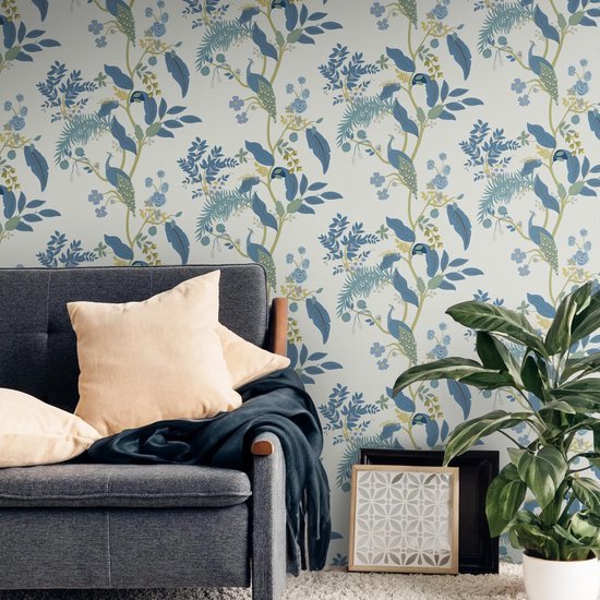 Unyqoos® Waterdicht zelfklevend behang met vogels en bloemen voor interieurdecoratie 41 cm x 3 m