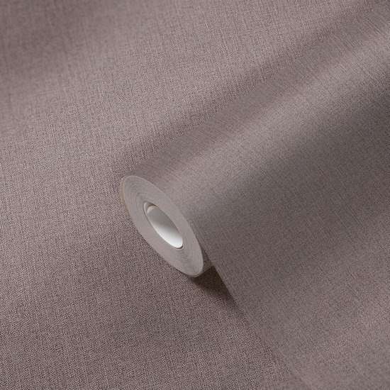 Unyqoos® Hoogwaardig bruin vliesbehang met linnenstructuur voor stijlvolle interieurs