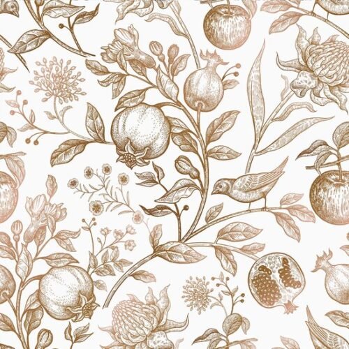 550x550-18558.jpg Unyqoos® Vintage bloemenbehang beige met bladeren voor elegante interieurdecoratie