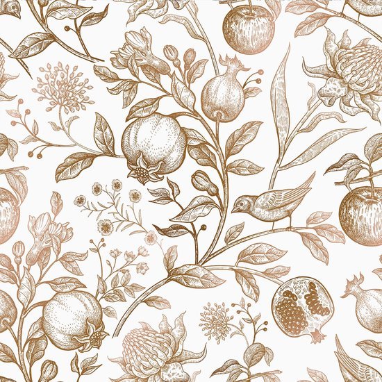 550x550-18558.jpg Unyqoos® Vintage bloemenbehang beige met bladeren voor elegante interieurdecoratie