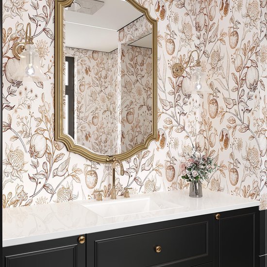 550x550-18560.jpg Unyqoos® Vintage bloemenbehang beige met bladeren voor elegante interieurdecoratie