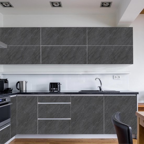 Unyqoos® Zelfklevende grijze betonlook folie voor meubels en keuken 40x300 cm
