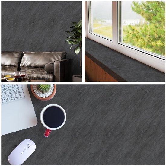 Unyqoos® Zelfklevende grijze betonlook folie voor meubels en keuken 40x300 cm