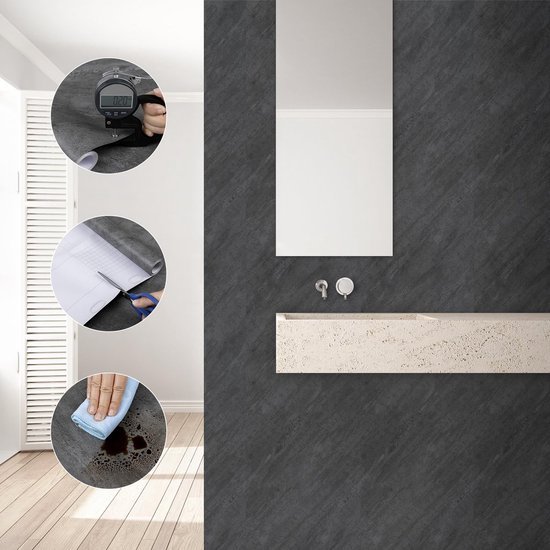 Unyqoos® Zelfklevende grijze betonlook folie voor meubels en keuken 40x300 cm