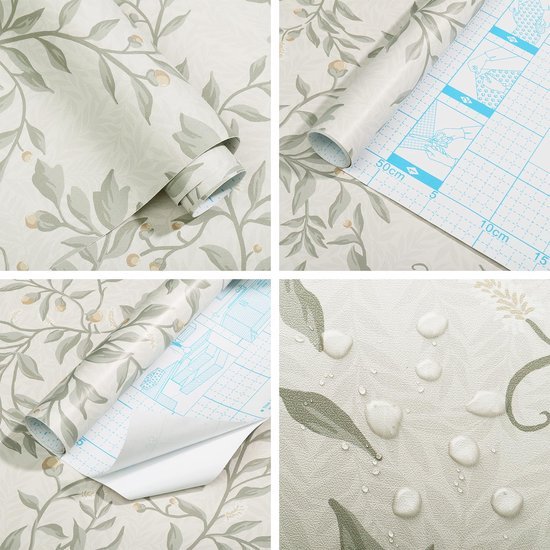 Unyqoos® Waterdichte Plakfolie met Groene Bladeren voor Meubel- en Interieurdecoratie, 41 x 300 cm
