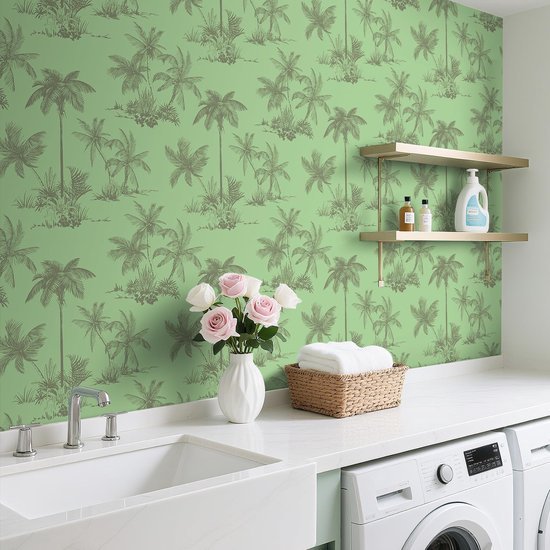 Unyqoos® Tropisch Lichtgroen Zelfklevend Behang met Palmmotief voor Interieurdecoratie