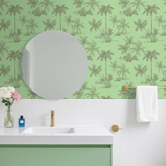 Unyqoos® Tropisch Lichtgroen Zelfklevend Behang met Palmmotief voor Interieurdecoratie