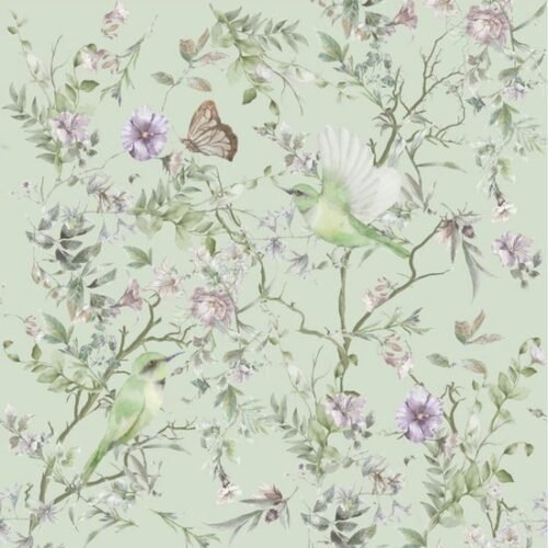 Unyqoos® Aquarel bloemenbehang met vogels en vlinders voor sfeervol interieur