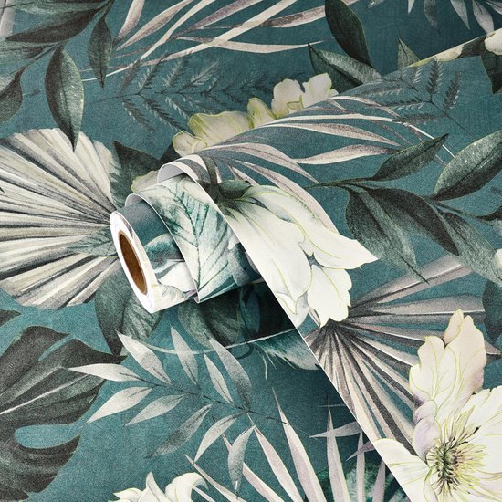 Unyqoos® Zelfklevend bloemenbehang met tropisch patroon voor stijlvolle interieurdecoratie