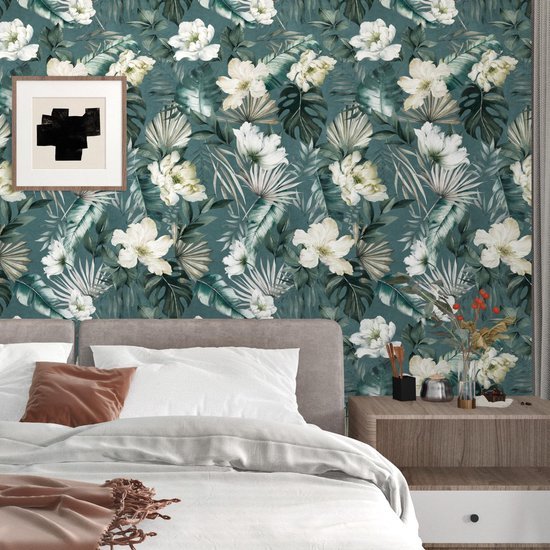 Unyqoos® Zelfklevend bloemenbehang met tropisch patroon voor stijlvolle interieurdecoratie