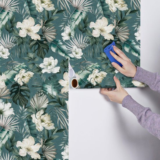 Unyqoos® Zelfklevend bloemenbehang met tropisch patroon voor stijlvolle interieurdecoratie