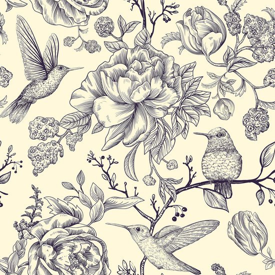 550x550-18667.jpg Unyqoos® Waterdicht bloemenbehang met citroen en vogels voor vintage interieur