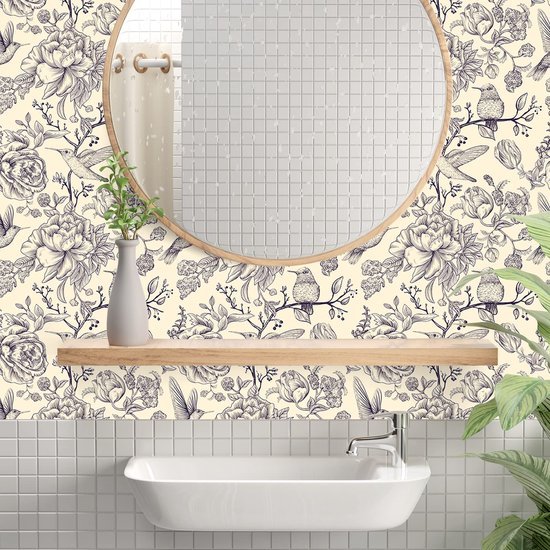 550x550-18669.jpg Unyqoos® Waterdicht bloemenbehang met citroen en vogels voor vintage interieur
